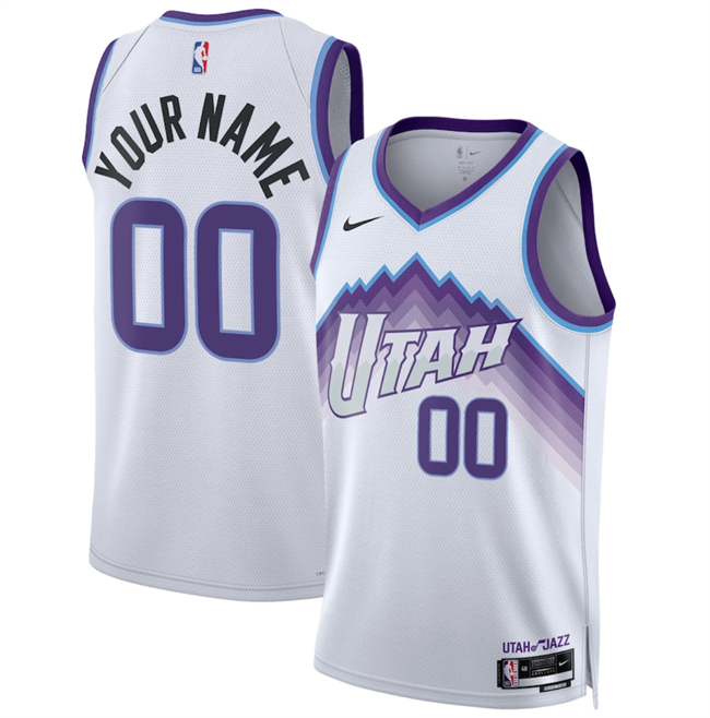 Men's White Utah Jazz Active Player Custom 2025 Association Edition Stitched Basketball Jersey